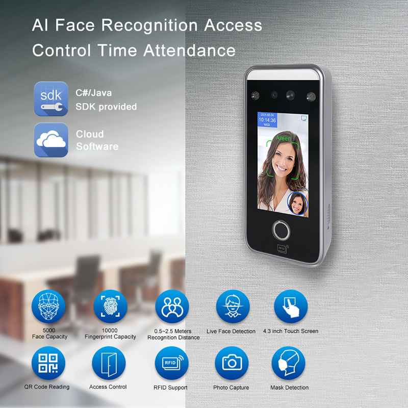 AI06F Dynamic Facial and Fingerprint Recognition Access Control System Terminal